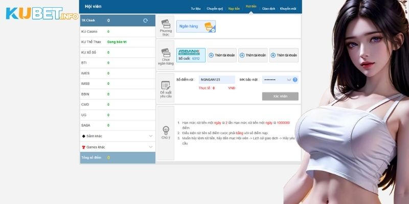 Rút Tiền Kubet Siêu Tốc Chỉ Với 3 Bước - Nhận Thưởng Tức Thì! 4 Chọn kênh rút tiền Kubet, khai báo thông tin -> Xác minh & hoàn tất giao dịch